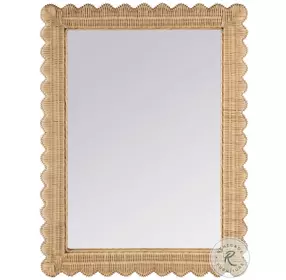 Flora Light Brown Scalloped Rattan Wall Mirror