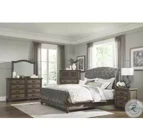 Rachelle Weathered Pecan And Gray Sleigh Bedroom Set