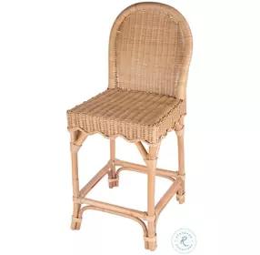 Flora Light Brown Rattan Scalloped Edge Counter Height Stool
