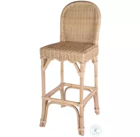 Flora Light Brown Rattan Scalloped Edge Bar Stool