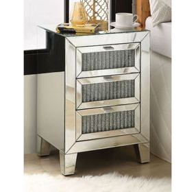 Noralie Silver and Light Gray 3 Drawer Night Table