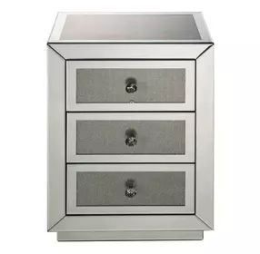 Noralie Silver and Gray 3 Drawer Rectangular Night Table