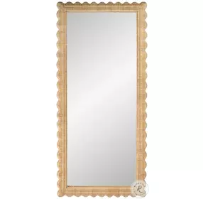Flora Light Brown Scalloped Rattan Floor Mirror
