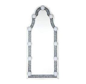 Noralie Silver and Gray Arched Floor Mirror with Light