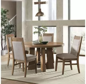 Landmark Weathered Oak Round Dining Room Set