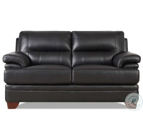 Calizor Black Top Grain Leather Loveseat