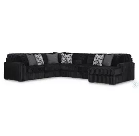 Midnight Madness Onyx Black 4 Piece Sectional with RAF Chaise