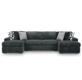 Midnight Madness Gunmetal 3 Piece Double Chaise Sectional with Armless Loveseat