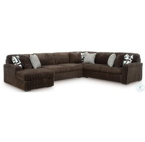 Midnight Madness Chocolate Brown 4 Piece Sectional with LAF Chaise