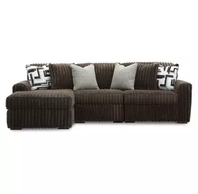 Midnight Madness Chocolate 3 Piece Modular Sectional with LAF Corner Chaise
