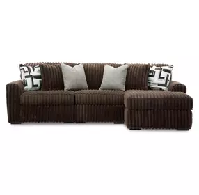 Midnight Madness Brown 3 Piece Modular Sectional with Chaise