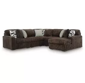 Midnight Madness Chocolate 5 Piece Modular Sectional with Chaise