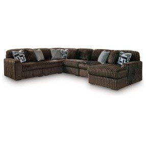Midnight Madness Chocolate 6 Piece Modular Sectional and Chaise with Pillows