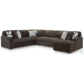 Midnight Madness Chocolate Brown 4 Piece Sectional with RAF Chaise