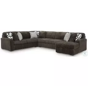 Midnight Madness Chocolate Brown 4 Piece Sectional with RAF Chaise