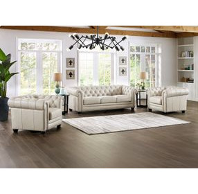 Alwick Vanilla Leather Living Room Set