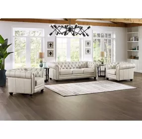 Alwick Vanilla Leather Living Room Set