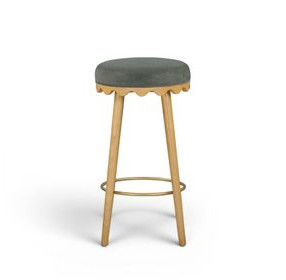 Oodle Green Performance Vegan Mohair Upholstered Bar Stool