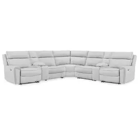 Grafton Pike Ash 7 Piece Modular Reclining Sectional with Storage Consoles and USB Charging