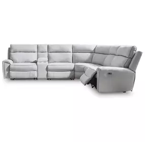 Grafton Pike Ash 6 Piece Modular Reclining Sectional with Storage Console and USB Charging