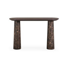 Braya Dark Brown Oval Concrete Top Console Table
