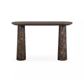 Braya Dark Brown Oval Concrete Top Console Table