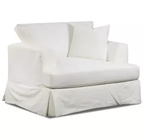 Sutton Snow White Upholstered Chair and A Half with Pillow