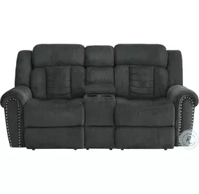Nutmeg Charcoal Gray Double Reclining Loveseat with Center Console