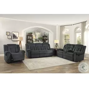 Nutmeg Charcoal Gray Double Reclining Living Room Set