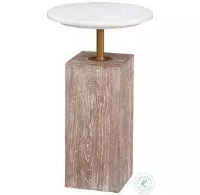 Holt Driftwood And White Marble Accent Table