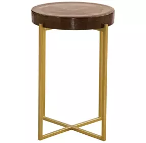 Marilee Vibrant Red and Sleek Brushed Gold Round Glass Top Accent Table
