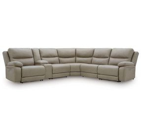 Bearmonte Pebble 6 Piece Modular Power Reclining Sectional with Console and USB Charging