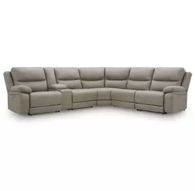 Brannigan Pebble 6 Piece Modular Power Reclining Sectional with Console and USB Charging