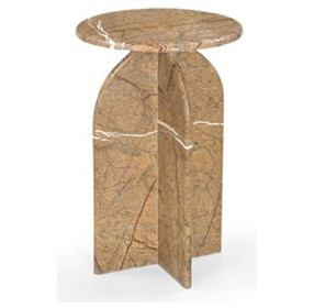 Abbey Amber Brown Round Marble Top Accent Table