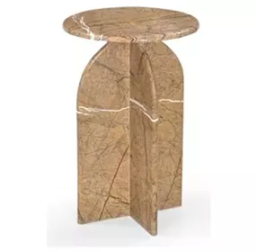 Abbey Amber Brown Round Marble Top Accent Table
