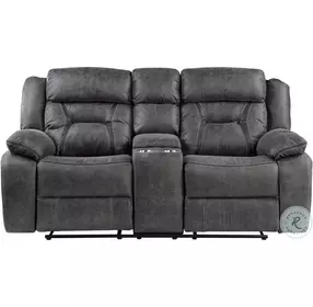 Madrona Hill Gray Double Reclining Center Console Loveseat