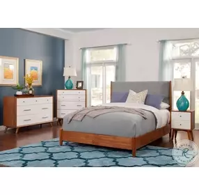 Flynn Acorn And Gray Upholstered Panel Bedroom Set