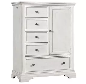 Olivia Brushed White 5 Drawer Chifferobe