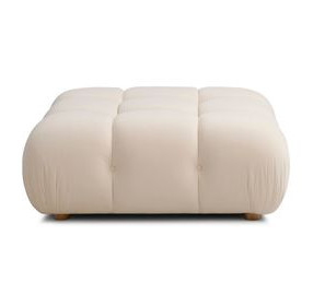 Calliope Off White Performance Velvet Upholstered Square Modular Ottoman