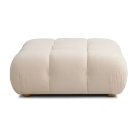 Calliope Off White Performance Velvet Upholstered Square Modular Ottoman