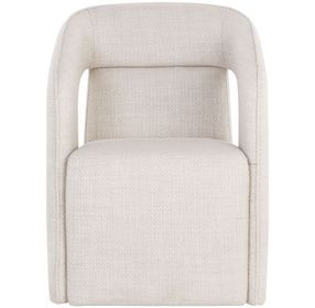 Llorente Moto Stucco Performance Fabric Wheeled Upholstered Dining Armchair