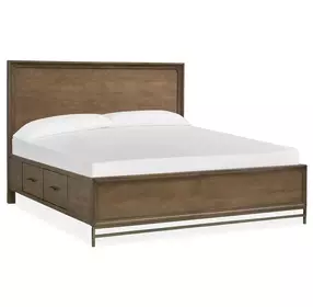 Lindon Belgian Wheat and Coffee Bean King Storage Panel Bed