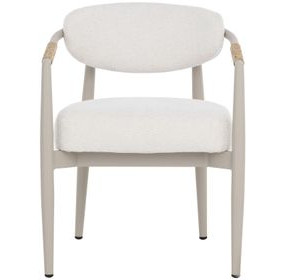 Merrowyn Greige and Louis Cream Performance Fabric Dining Arm Chair