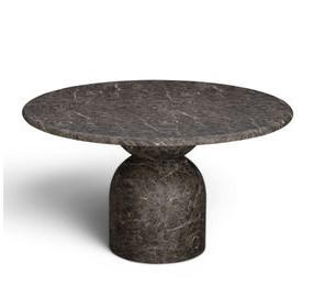 Cynthia Dark Emperador and Walnut Outdoor 54" Round Marble Top Dining Table