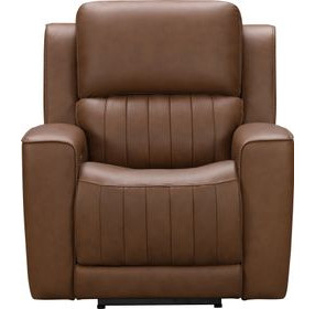Pierce Homerun Cinnamon Leather Zero Gravity Power Recliner with Power Lumbar and USB Charging