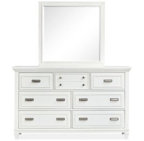 Harborwick White Dove 7 Drawer Dresser with Rectangular Mirror