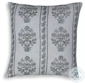 Paulmour Ivory And Green Performance Fabric Pillow Set of 4