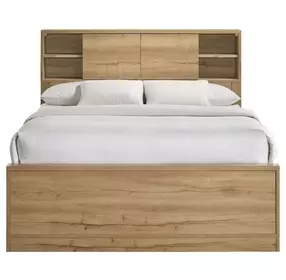 Vega Natural Oak Melamine Full Bookcase Bed