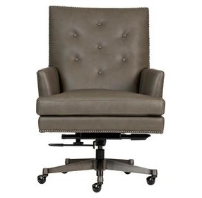 Reese Ardent Iron Leather Upholstered Executive Chair with Nailhead Trim and Casters