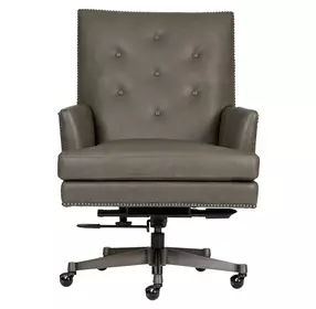Reese Ardent Iron Leather Upholstered Executive Chair with Nailhead Trim and Casters